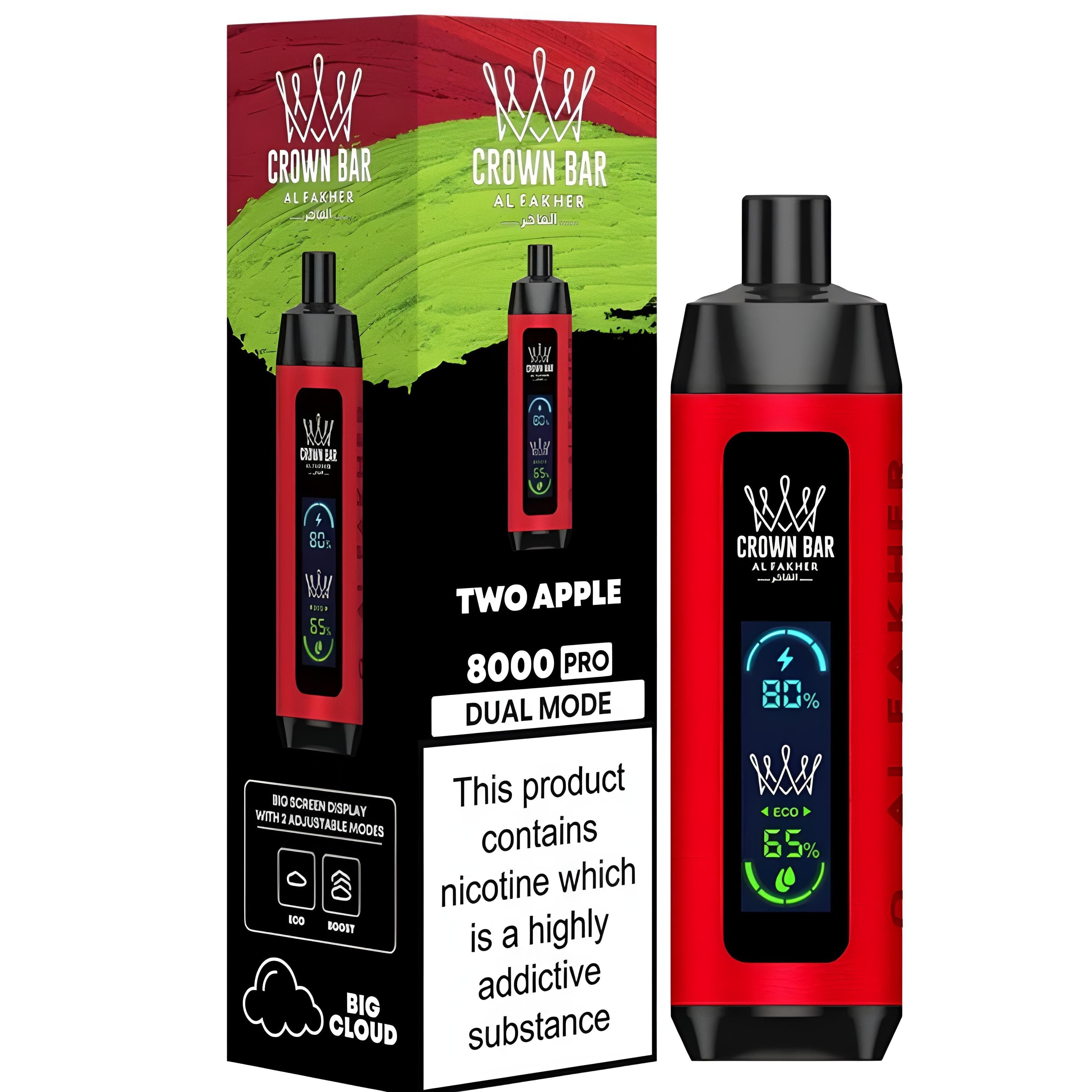 TWO APPLE 5MG - AL FAKHER CROWN BAR DISPOSABLE 8000 PUFFS