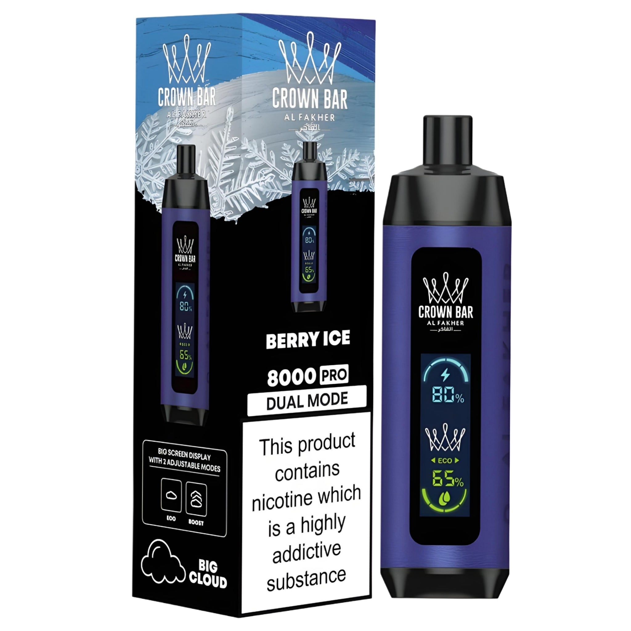 BERRY ICE 5MG - AL FAKHER CROWN BAR DISPOSABLE 8000 PUFFS