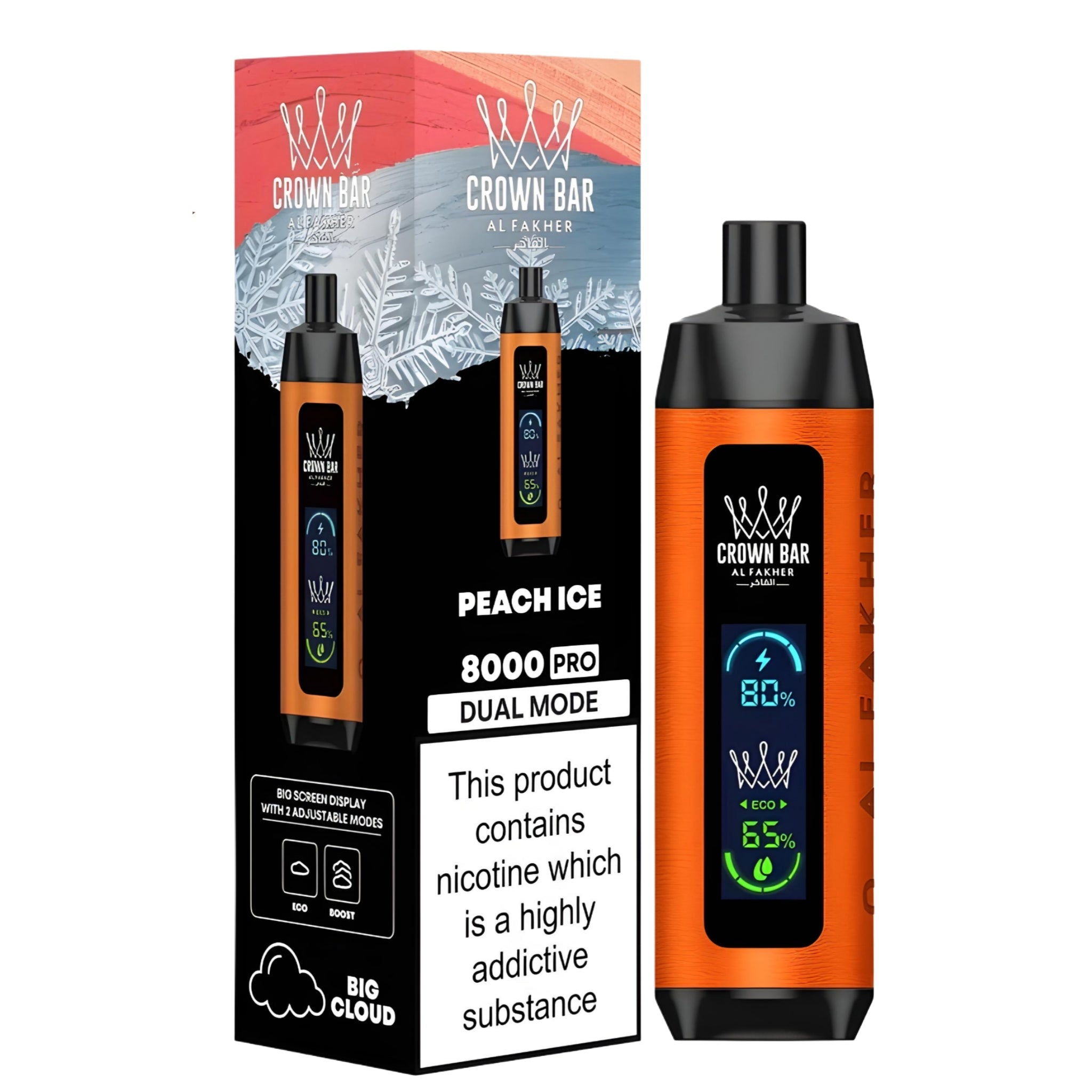 PEACH ICE 5MG - AL FAKHER CROWN BAR DISPOSABLE 8000 PUFFS