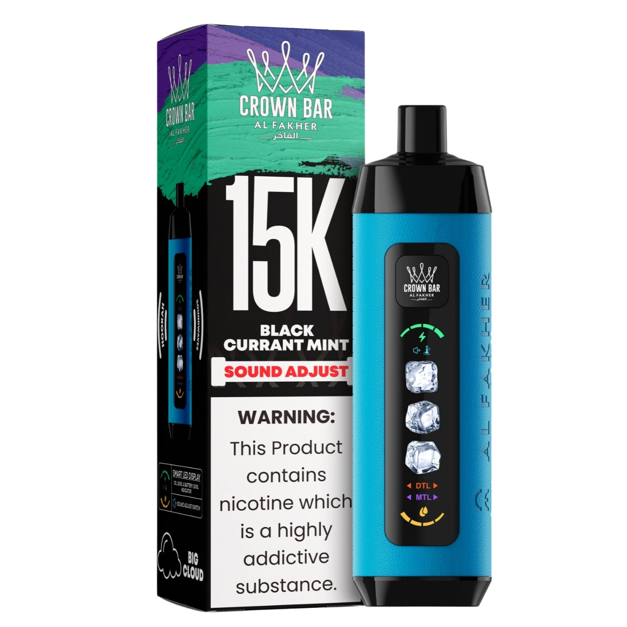 al fakher ice control crown bar disposable blackcurrant mint disposable vape 